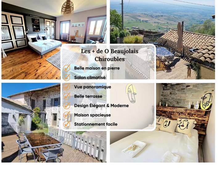 Location de vacances pour 10 personnes, avec Terrasse ainsi que Jardin et Vue à Chiroubles
