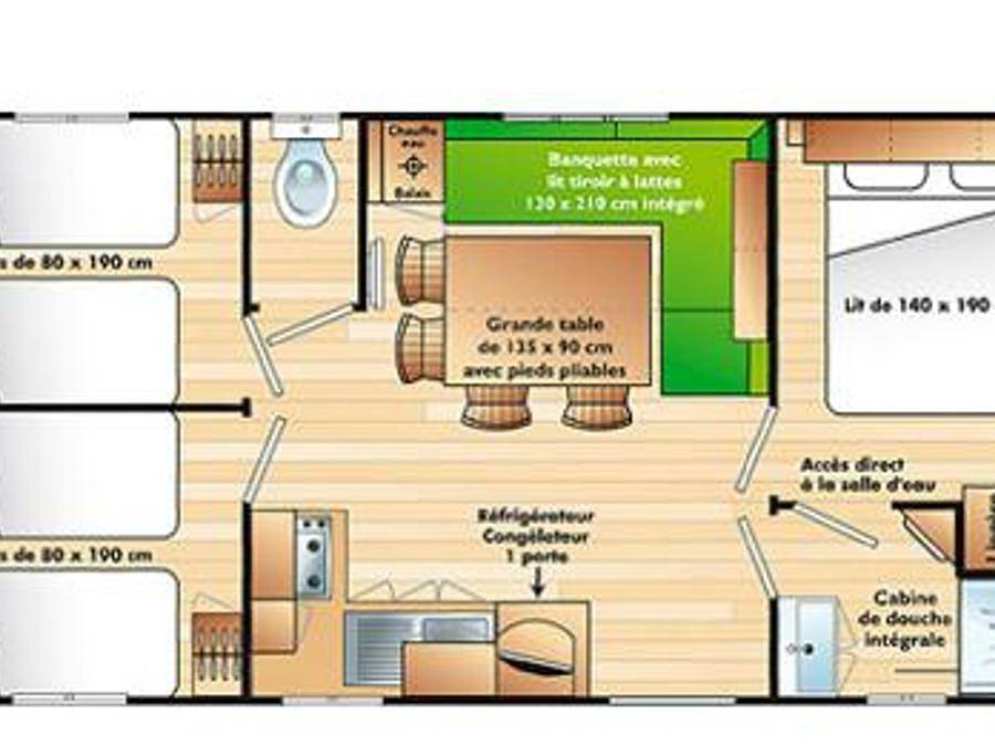Flower Camping La Rivière - Mobilheim 8 personen - Family Confort+ 32m² in Saint-Maime, Regionaler Naturpark Luberon