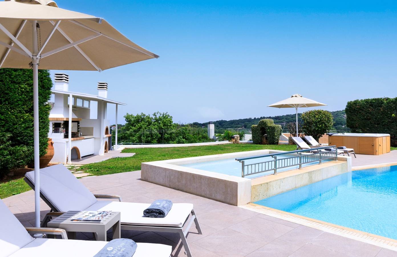 High-Spec Contemporary Villa with Garden, Jacuzzi and Walk-to-Tavernas Location in Prines, Nikiforos Fokas
