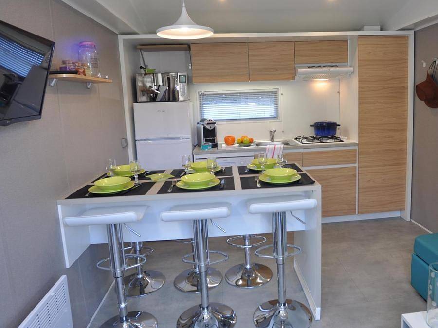 Camping Le Mas des Sédariès - Mobilheim 4 personen - Prestige Trapper Chalet, 2 Schlafzimmer, 2 Badezimmer, 2 Trapperhütten in Villefort, Cevennen