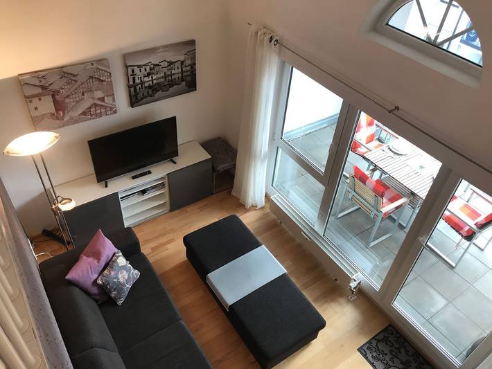 Ganze Wohnung, Ferienwohnung Am Hopfengarten - helle 2 Zimmer Maisonette mit großem Balkon in Bodolz, Bayerisch Schwaben