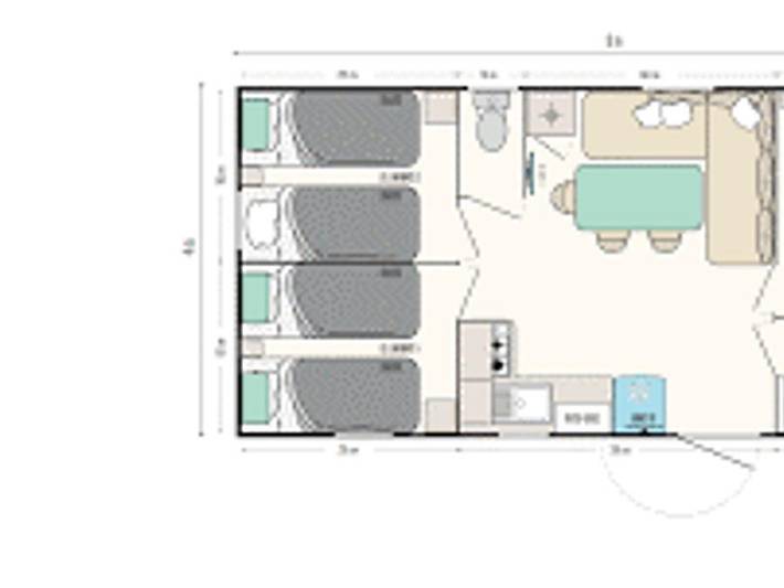 Camping Le Pinada - Mobilheim 6 personen - Tout Confort - 3 Schlafzimmer mit Klimaanlage und Tv - 30m² in Fabrezan, Mittelmeerküste (Frankreich)
