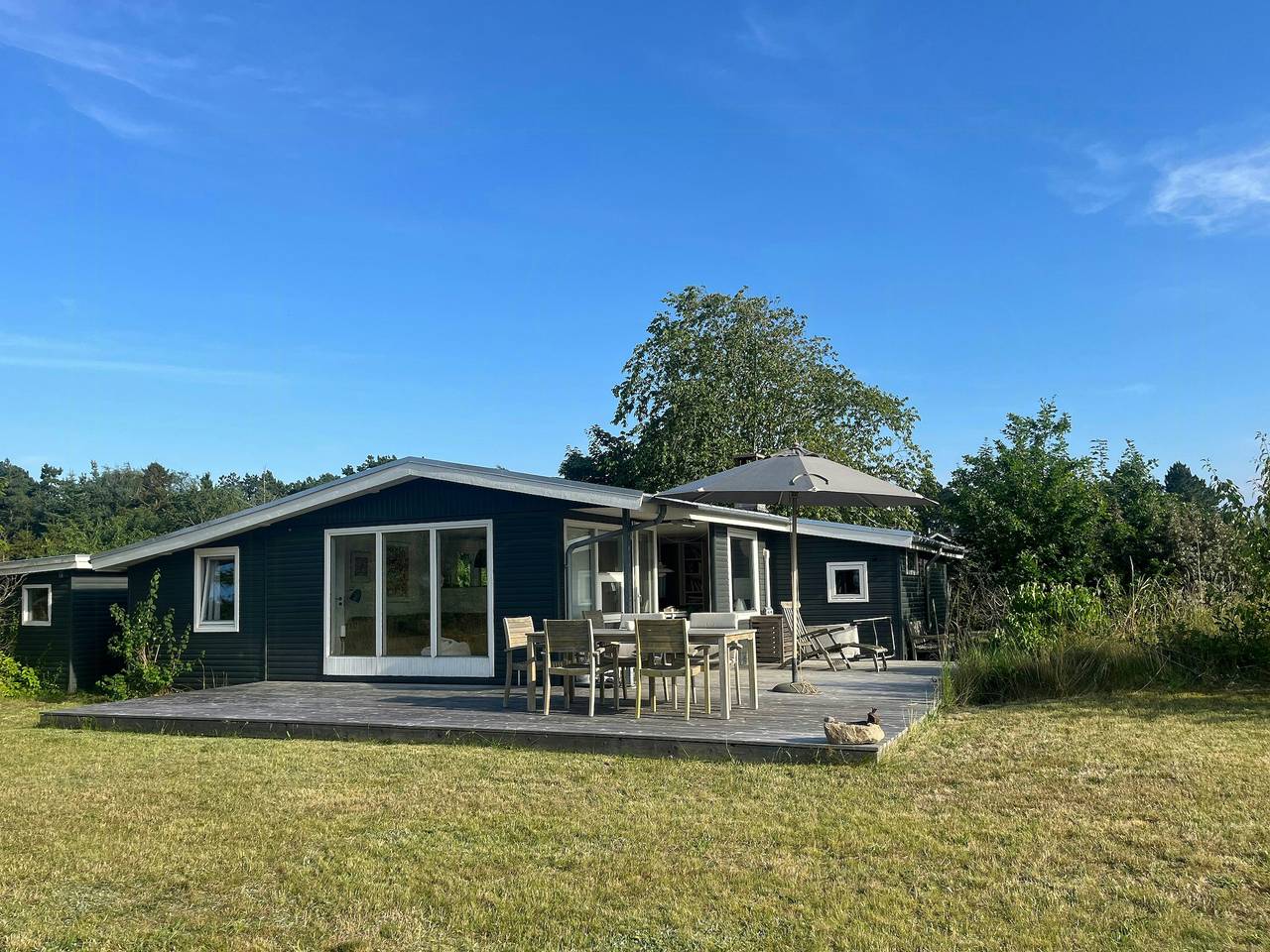 Ferienhaus mit Panoramablick über Kaløvig in Dejret, Knebel