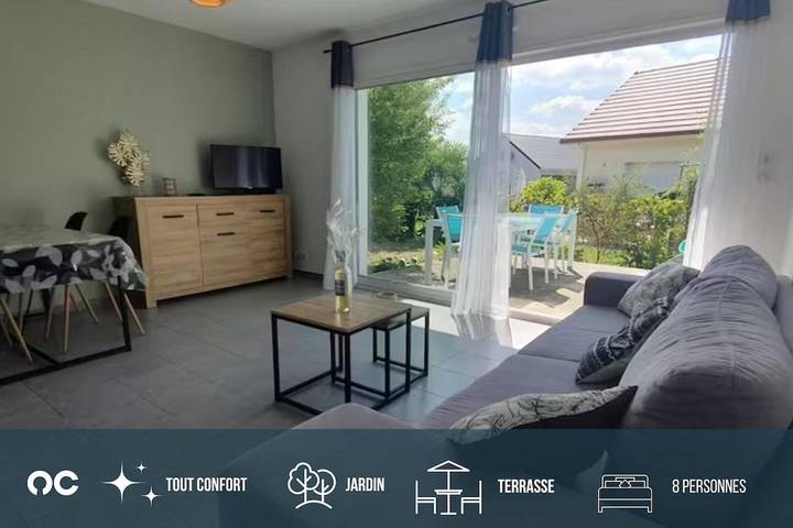 Appartement de vacances pour 8 personnes, avec jardin et terrasse