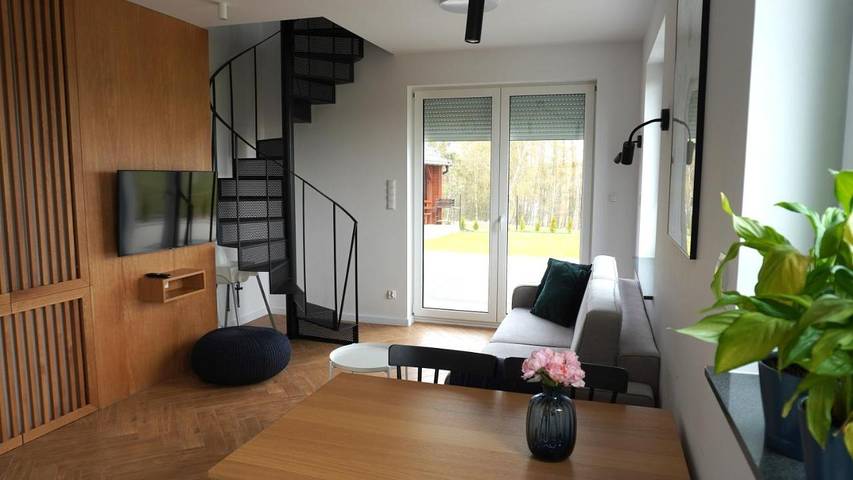 Apartament wakacyjny dla 8 osób, z Balkon i Taras oraz Ogród i Widok w Chmielno
