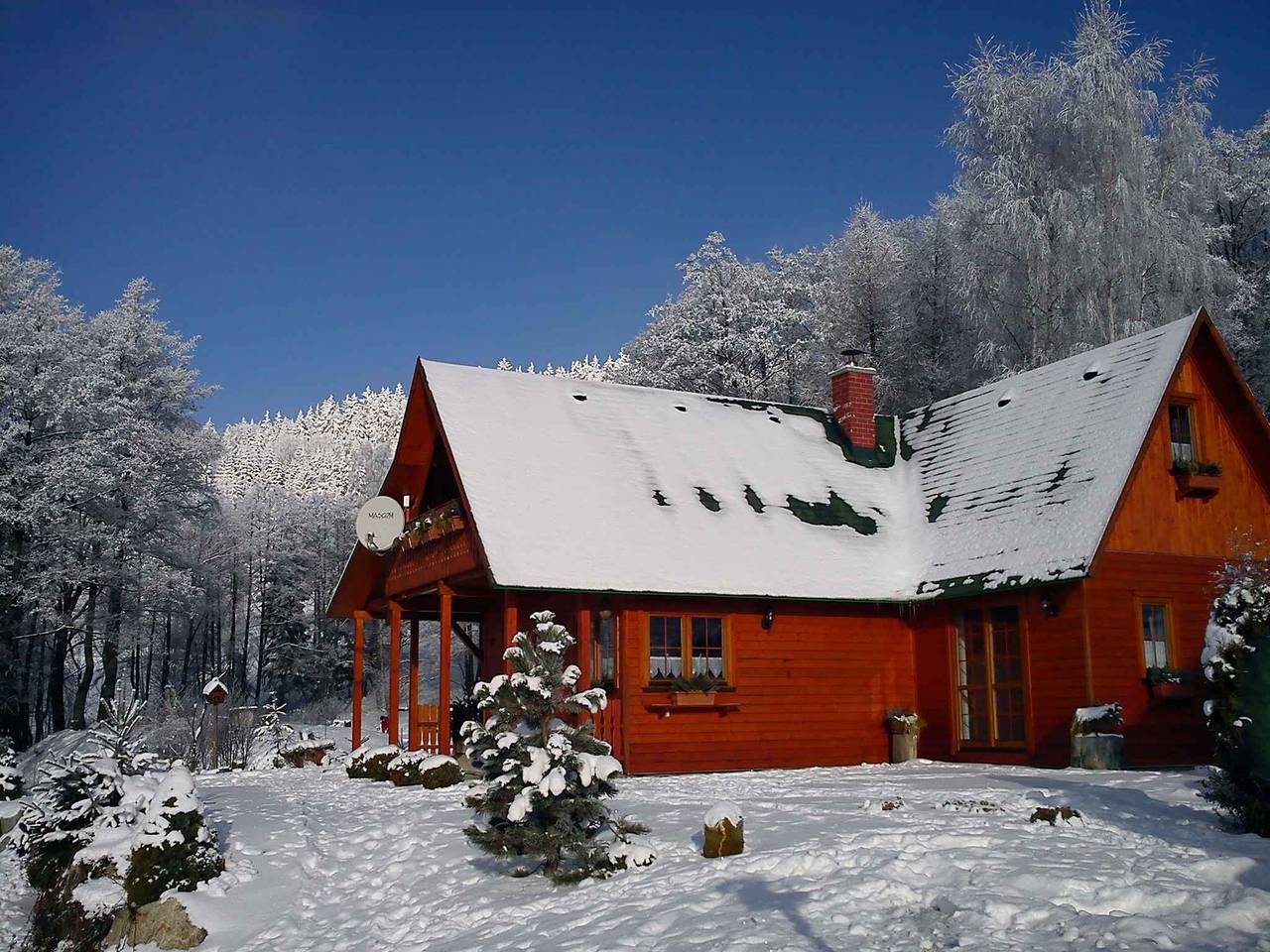 Ferienhaus mit Kamin und Sauna bei Wald  in Jáchymov, Erzgebirge (Tschechien)