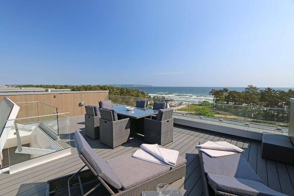 Ganze Wohnung, Fewo Meerzeit: Sonnige Fewo 100m² – 2 Schlafzimmer, Dachterrasse und Wellness in Prora, Binz