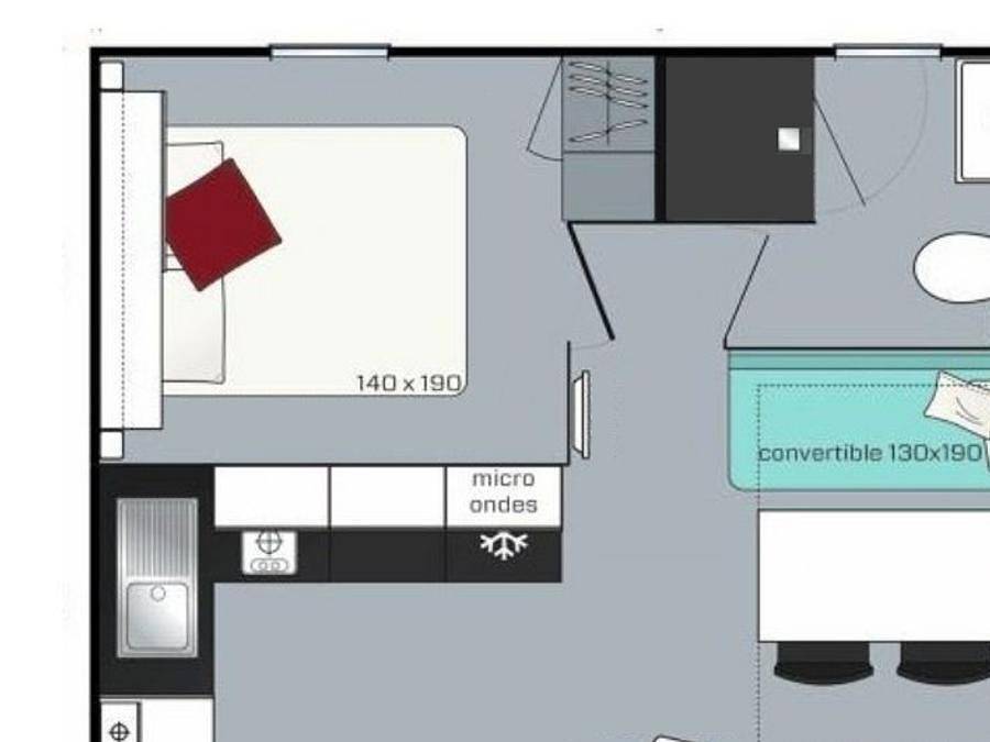 Camping Le Clos Virgile  - Mobilhome 4 personnes - Cocoon+ 4 personnes 1 chambre 18m² in Sérignan, Côte méditerranéenne (France)