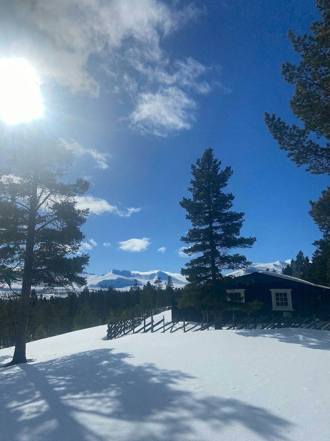 Blockhütte mit Blick auf Rondane in Folldal