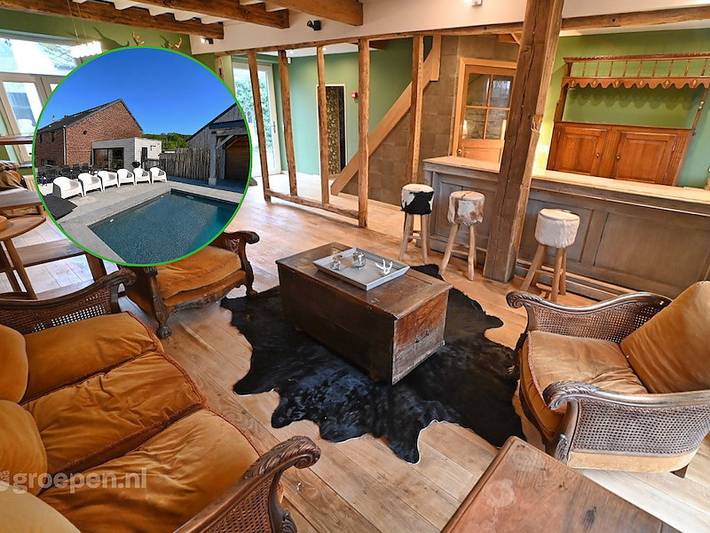 Vakantiehuis voor 12 personen, with Balkon/Terras and Terras as well as Tuin and Zwembad in Nassogne