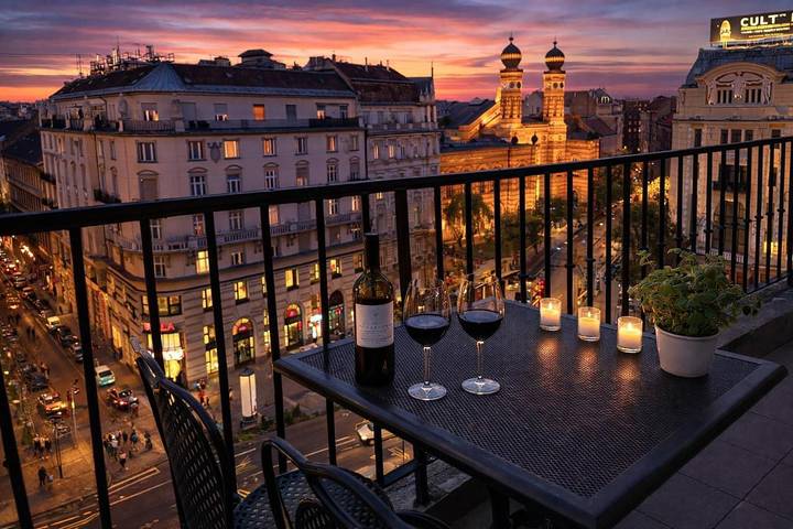 Location de vacances pour 2 personnes, avec terrasse et vue à Budapest