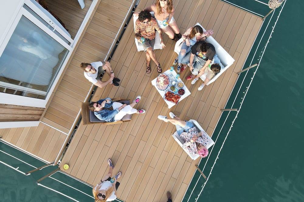 Houseboat in Bisceglie harbor in Bisceglie, Barletta-Andria-Trani
