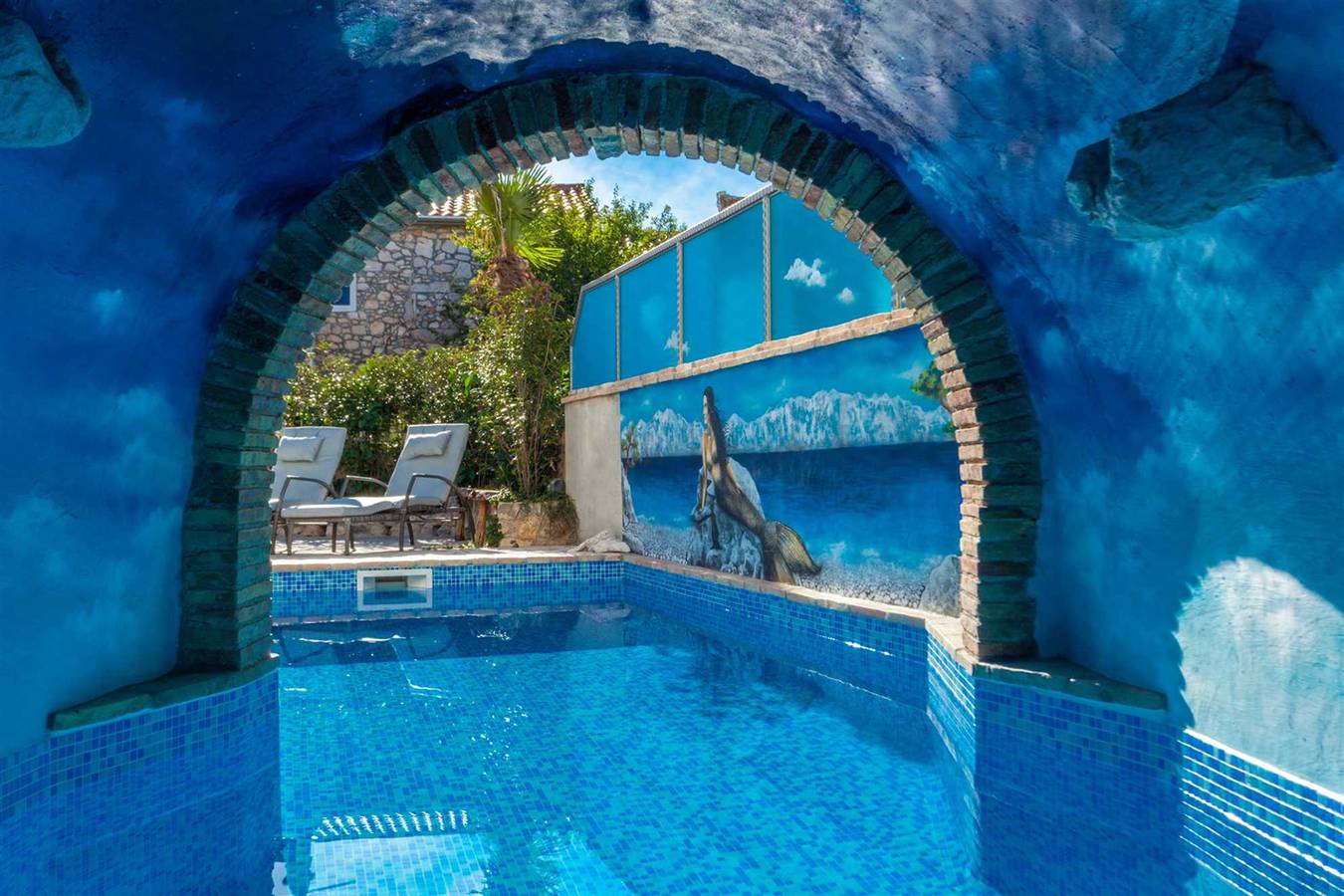 Rustikales Steinhaus Villa Dunatić mit privatem Pool in Županje, Silo (Krk)