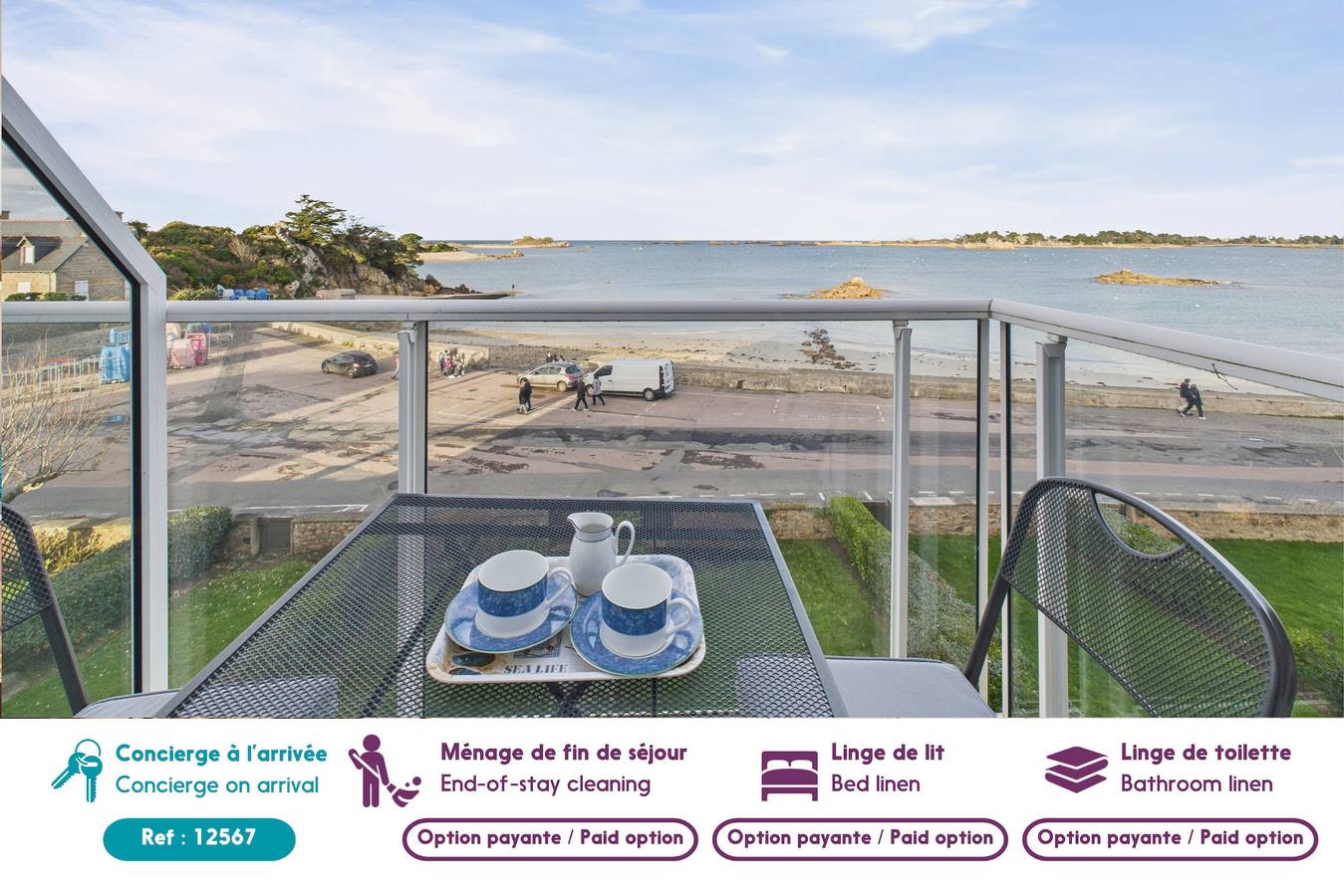 Appartement entier, Face à la mer - Appartement pour 2 avec balcon in Port Blanc (Penvénan), Penvénan