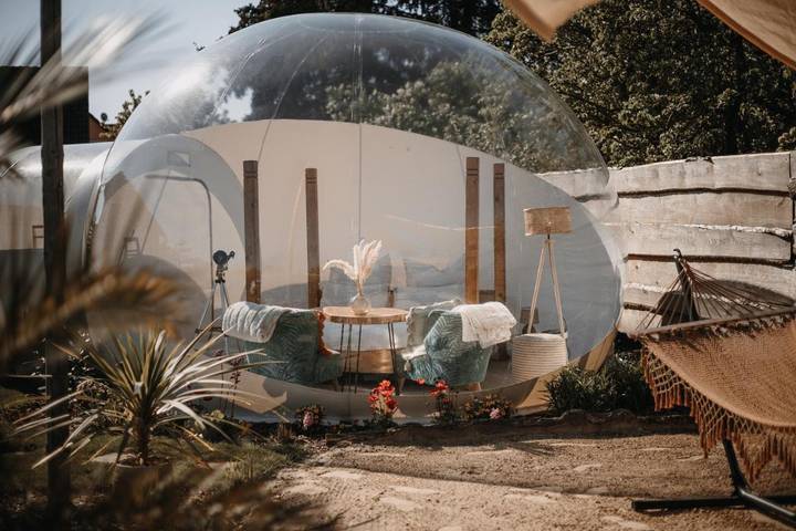 Bungalow für 3 Personen, mit Terrasse und Garten sowie Ausblick