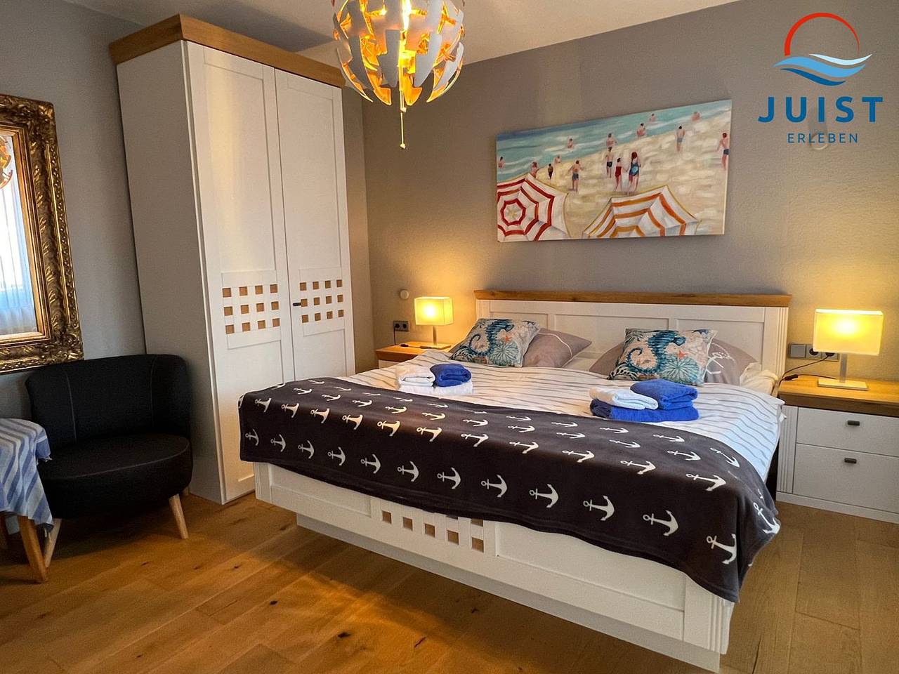 Ferienwohnung mit Küchenzeile und Balkon, ideal für Paare, direkt am Wattenmeer in Juist