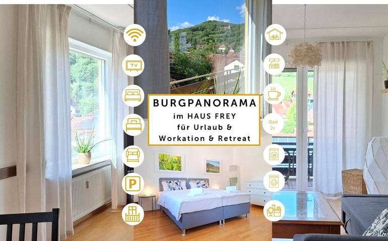Ferienwohnung für 8 Personen, mit Balkon und Terrasse sowie Garten und Ausblick