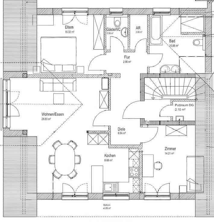 Ferienwohnung für 4 Personen, mit Balkon - 1