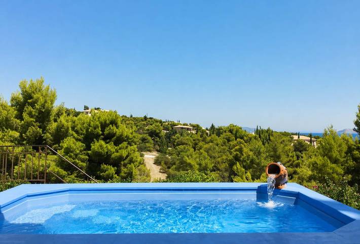 Location de vacances pour 8 personnes, avec jardin et piscine, adapté aux familles à Porto Heli