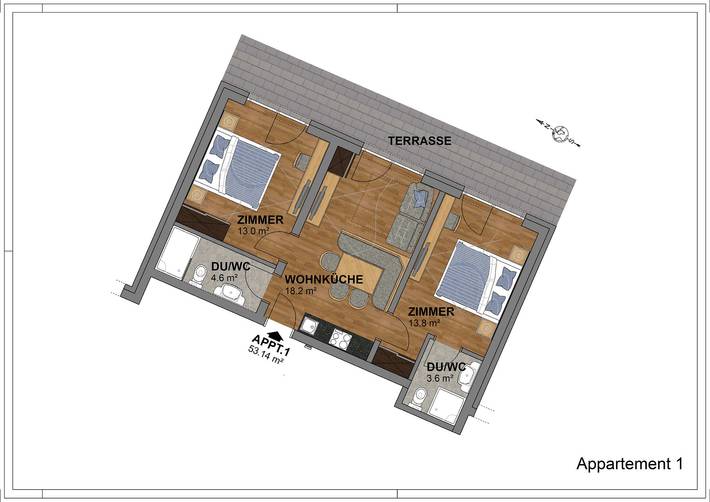 Appartamento intero, Appartement mit 2 Schlafzimmer und Terrasse in Rechenau, Sölden