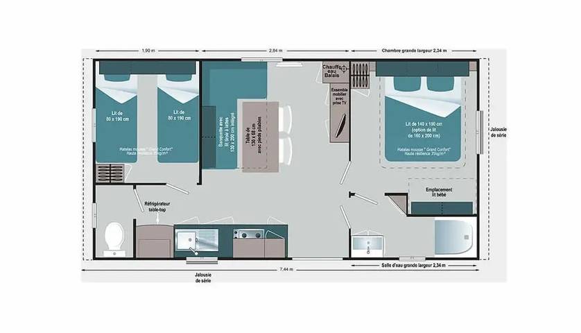 Mobil home pour 4 personnes, avec bassin pour enfant à Grayan-et-l'Hôpital - 3