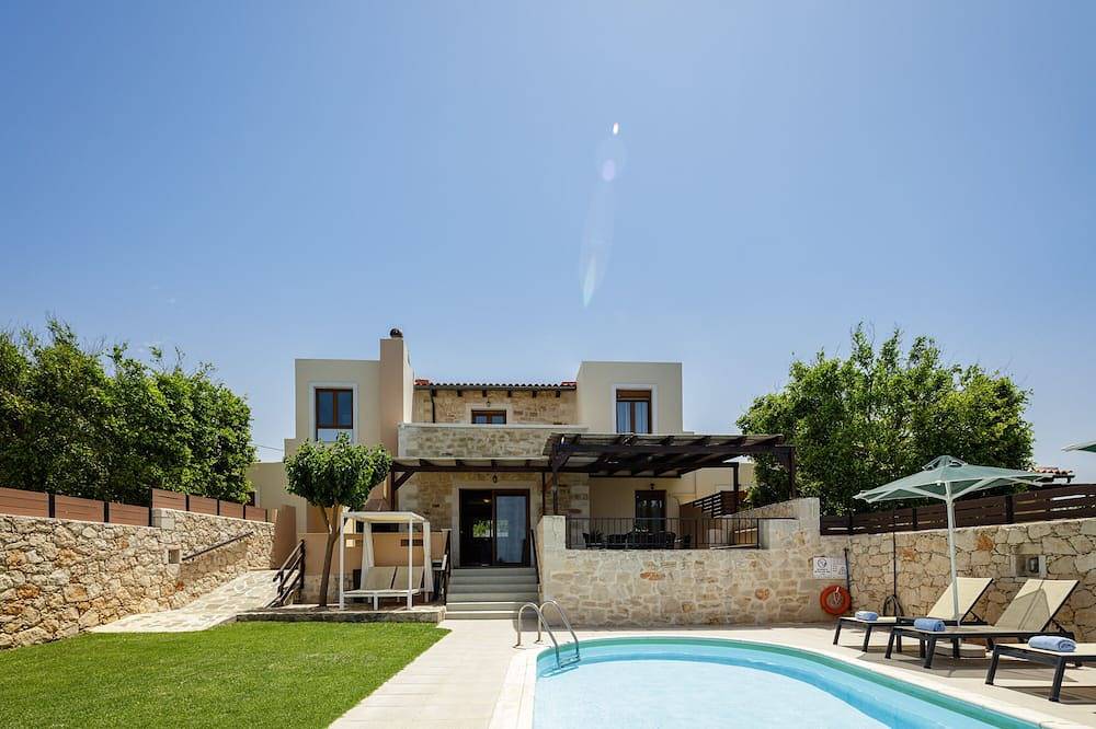 Villa Stamatis mit privatem Pool & Meerblick, nur 500 m vom Strand in Skaleta, Rethymno und Umgebung