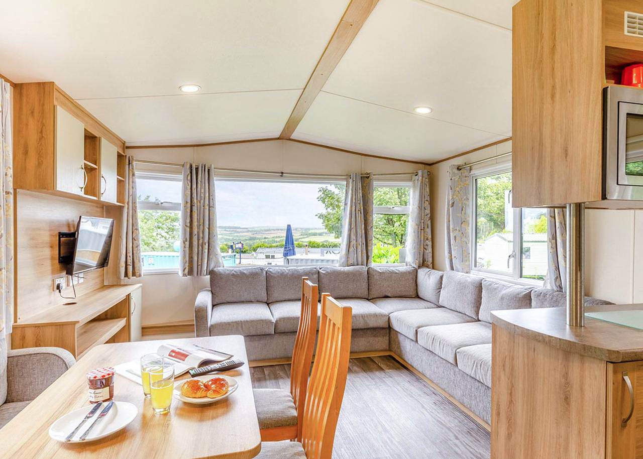 Silver Caravan with parking in Porthcawl, Bridgend region
