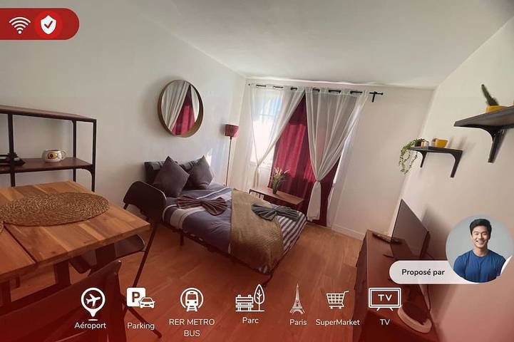 Gîte pour 4 personnes, avec balcon et jardin à Vitry-sur-Seine