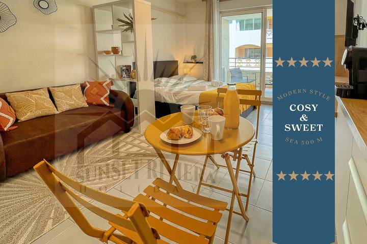 Gîte pour 2 personnes, avec terrasse, adapté aux familles dans Plage de Juan-les-Pins