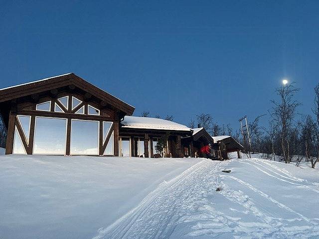 Blockhütte mit Panoramablick auf Hallingskarvet in Hol