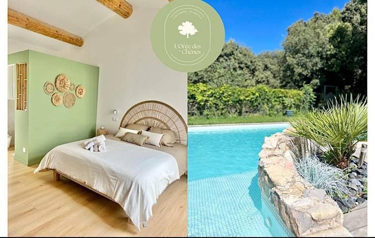 Chambre d’hôte pour 2 personnes, avec jardin et piscine ainsi que terrasse et vue