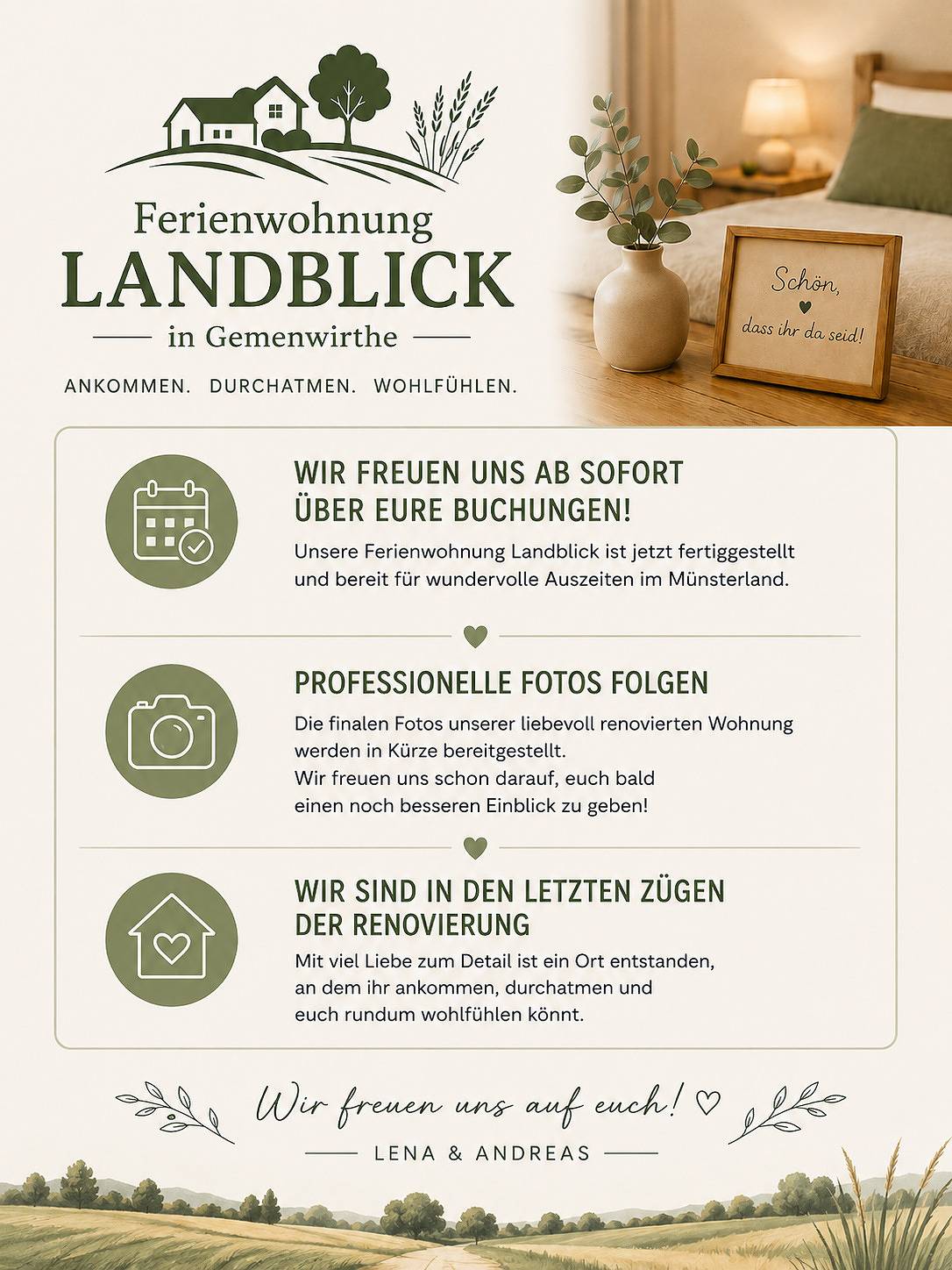 Ferienwohnung Landblick - Ferienwohnung, 70m², 1-4 Personen in Borken, Llanura de Münster