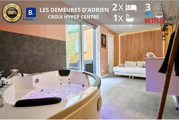Gîte pour 3 personnes, avec jacuzzi et terrasse à Croix (homonymie)