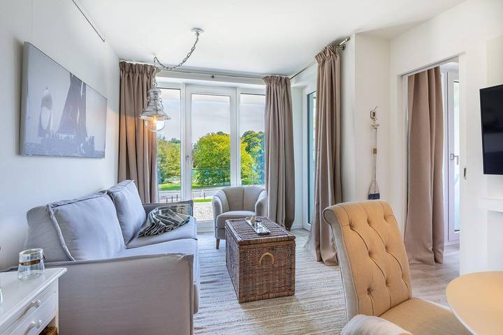 Ferienwohnung für 4 Personen, mit Balkon und Sauna sowie Ausblick in Travemünde