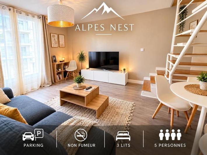 Apartament wakacyjny dla 5 osób, z Balkon i Taras oraz Widok w Grenoble