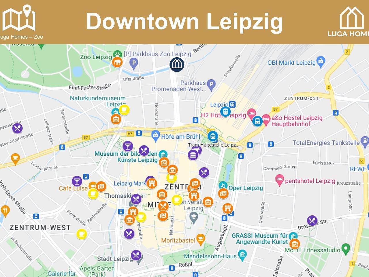 Ganze Ferienwohnung, Luga Homes - Zoo - *Calm* 2-Zimmer-Appartement mit Wohnküche in Leipzig Mitte, Leipzig