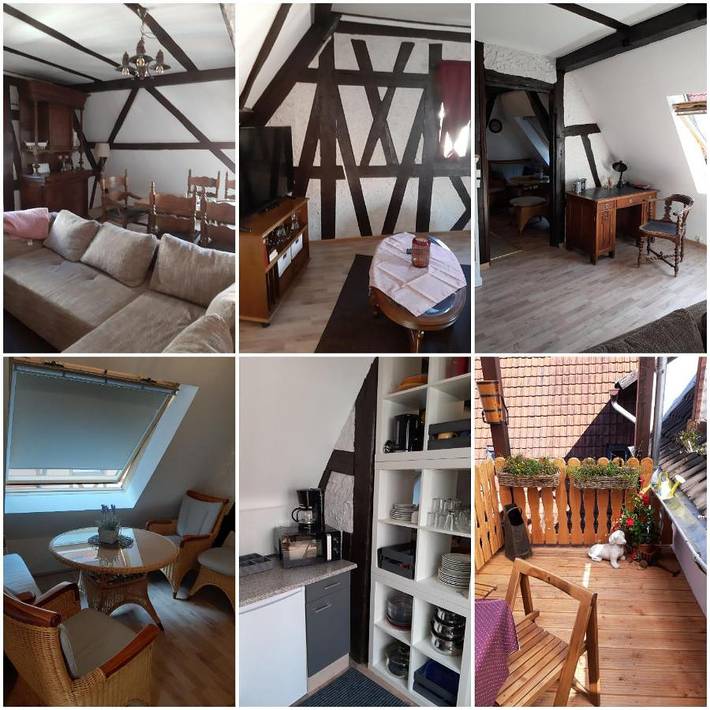 Ferienwohnung für 4 Personen, mit Balkon und Terrasse sowie Ausblick