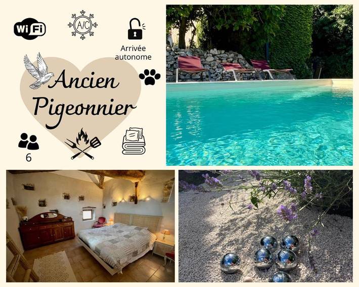 Location de vacances pour 7 personnes, avec vue ainsi que piscine et jardin à Labastide-de-Virac