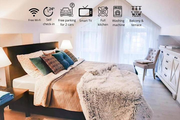 Ferienwohnung für 6 Personen, mit Balkon und Terrasse sowie Garten und Ausblick in Schiffweiler