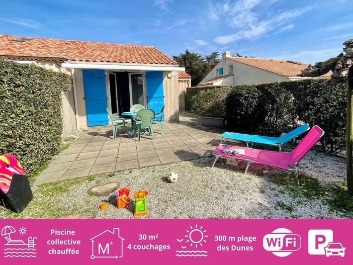 Location de vacances pour 4 personnes, avec terrasse et piscine dans Plage des Dunes (Bretignolles-sur-Mer)