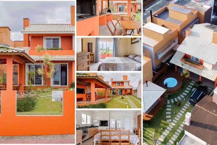 Casas e apartamentos de temporada para 16 pessoas, com jardim e vista e ainda piscina em Garopaba