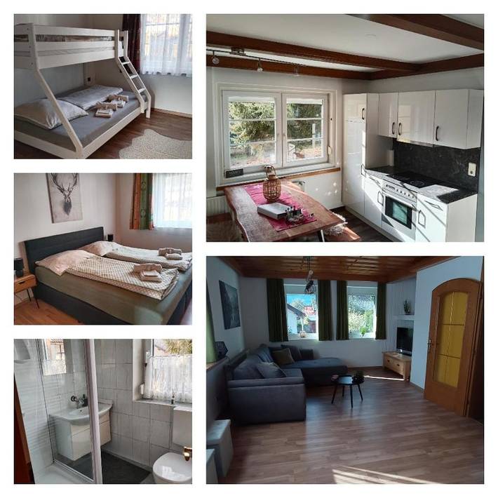 Ferienwohnung für 6 Personen, mit Terrasse und Garten sowie Ausblick