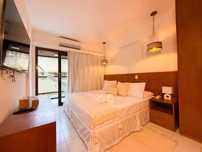 Apartamento para 2 personas, con terraza además de piscina y jardín en Natal