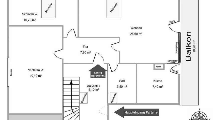 Ferienwohnung für 3 Personen, mit Garten in Trifelsland - 3