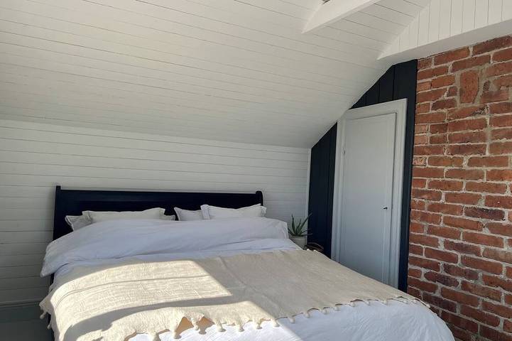 Semi-detached house near the sea, Gotland ferry and archipelago boats in Nynäshamn