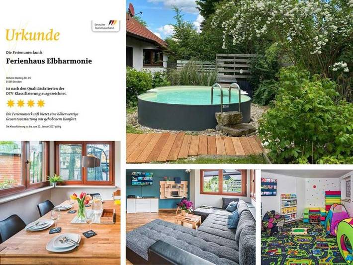 Ferienhaus für 12 Personen, mit Garten und Pool, kinderfreundlich in Dresden