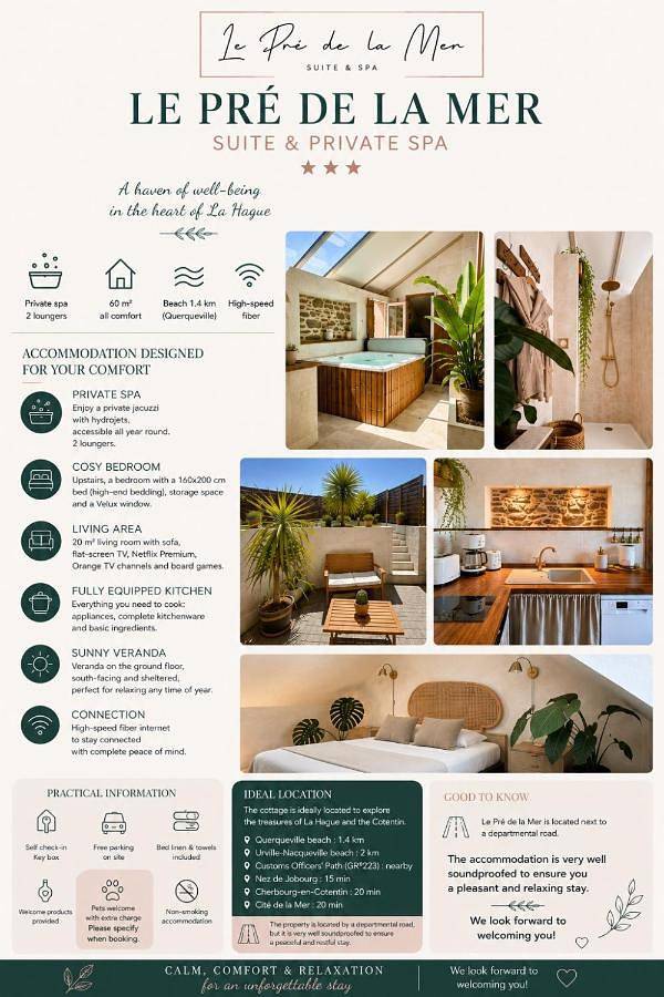 Location de vacances pour 2 personnes, avec Jacuzzi et Terrasse ainsi que Jardin et Vue à Urville-Nacqueville - 3