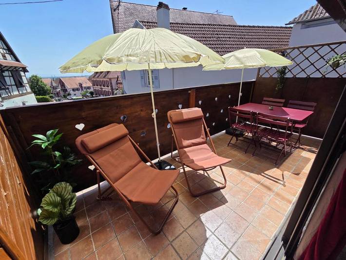Location de vacances pour 3 personnes, avec terrasse et vue à Nordheim
