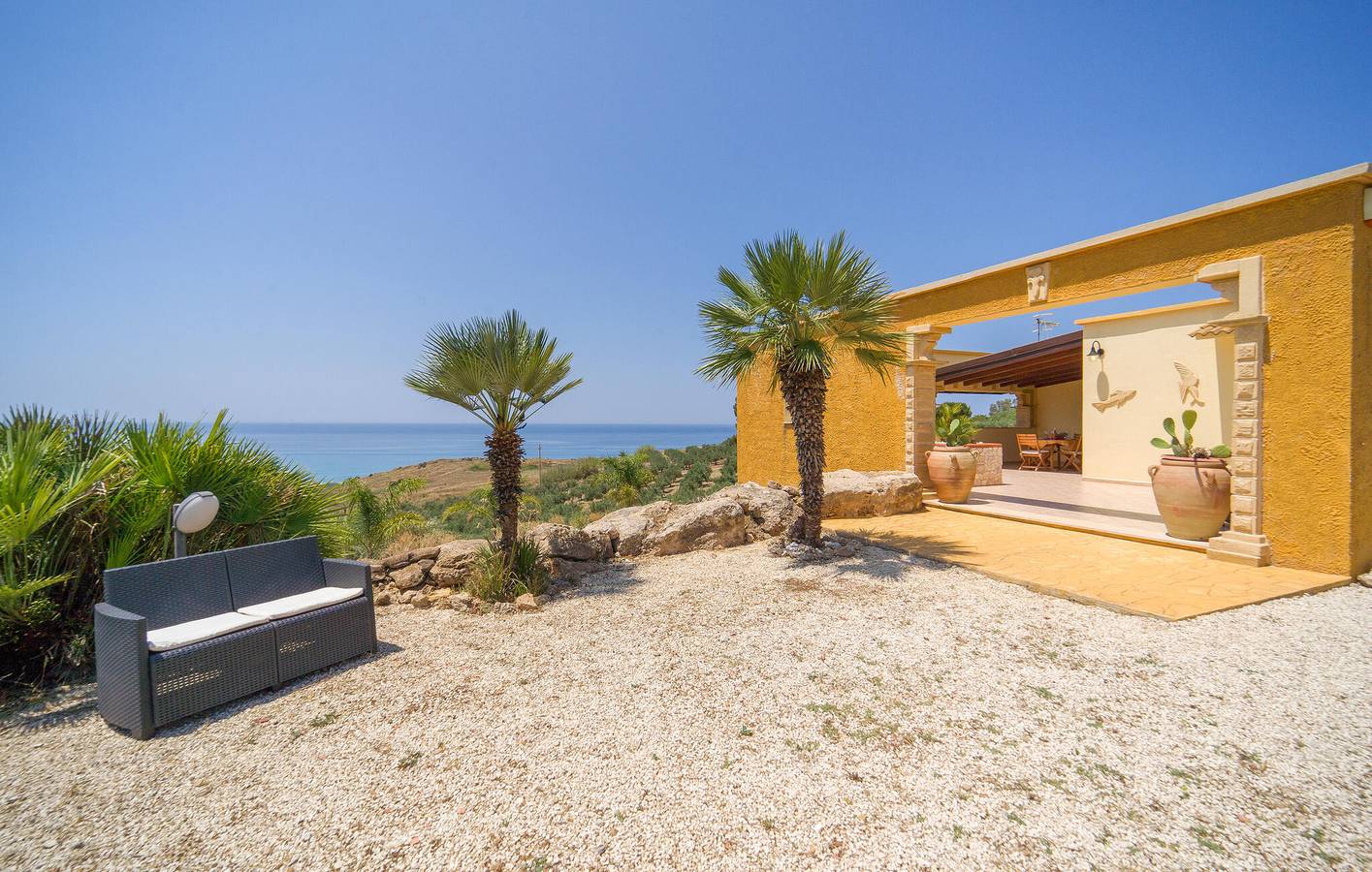 Appartement am Pool mit AC, Terrasse und Meerblick in Ribera, Agrigento Provinz