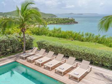Cottage pour 6 personnes, avec vue ainsi que jardin et piscine, animaux acceptés dans Friars Bay Saint Martin